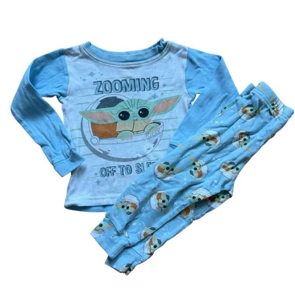 Toddler Unisex Star Wars Baby Yoda Mandalorian Cotton Pajamas Set - Sz 2T